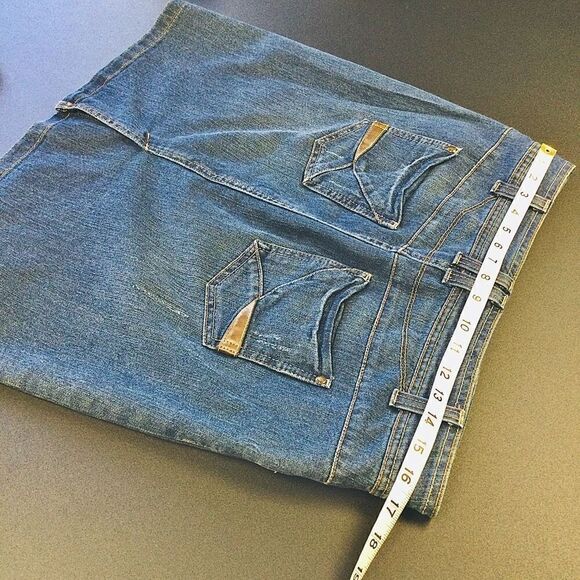 Vintage Relativity Womens Size 6 Denim Jean Mini Skirt Blue Medium Wash Pockets - Picture 7 of 9